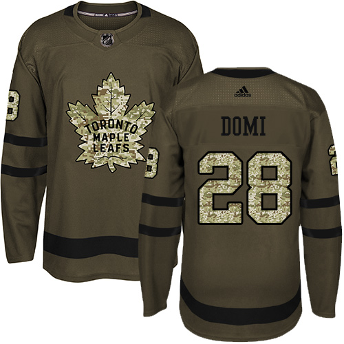 Adidas Maple Leafs #28 Tie Domi Green Salute to Service Stitched NHL Jersey - Click Image to Close